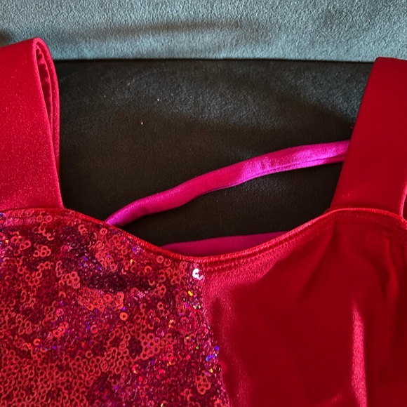 🎅🏻 SALE! REVOLUTION RED/FUCHSIA SEQUINED FRINGE JAZZ DANCE COSTUME SIZE MC - Picture 5 of 15
